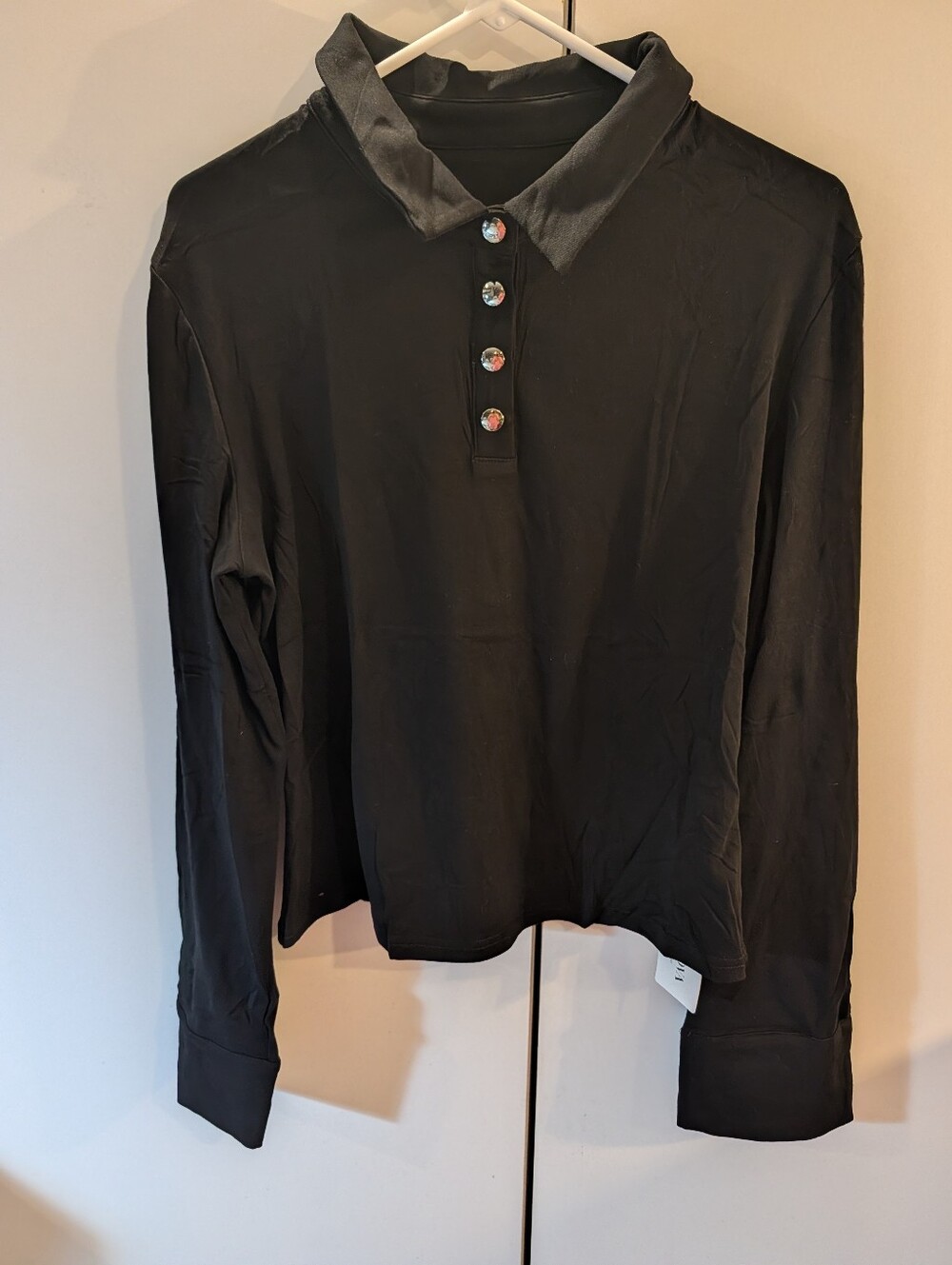 Avanova Women's XL Long-Sleeve Black Polo Shirt NWT